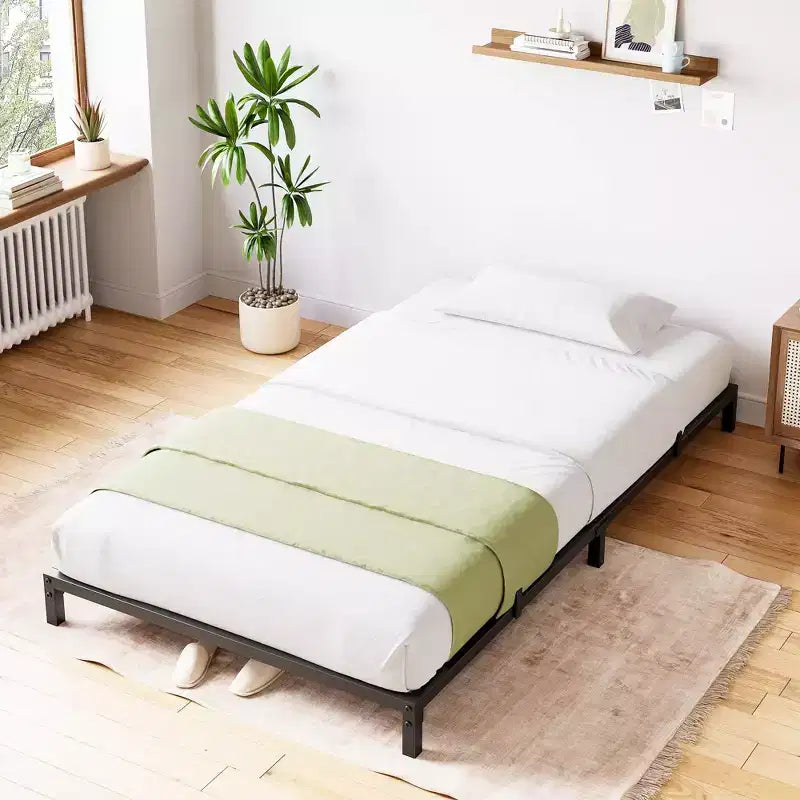 Whizmax 6 Inch Bed Frame No Box Spring Needed, Heavy Duty Metal Platform Bed Frame Twin Size for Bedroom Easy Assembly, Noise Free, Black