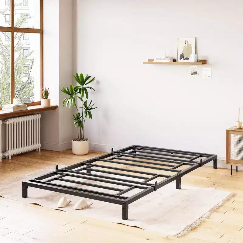 Whizmax Cadre de Lit 6 Pouces Sans Sommier Tapissier, Cadre de Lit Plateforme en Métal Robuste Taille Double pour Chambre, Montage Facile, Silencieux, Noir
