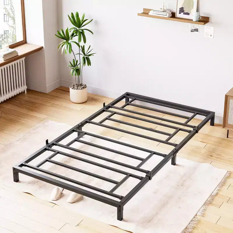 Whizmax Cadre de Lit 6 Pouces Sans Sommier Tapissier, Cadre de Lit Plateforme en Métal Robuste Taille Double pour Chambre, Montage Facile, Silencieux, Noir