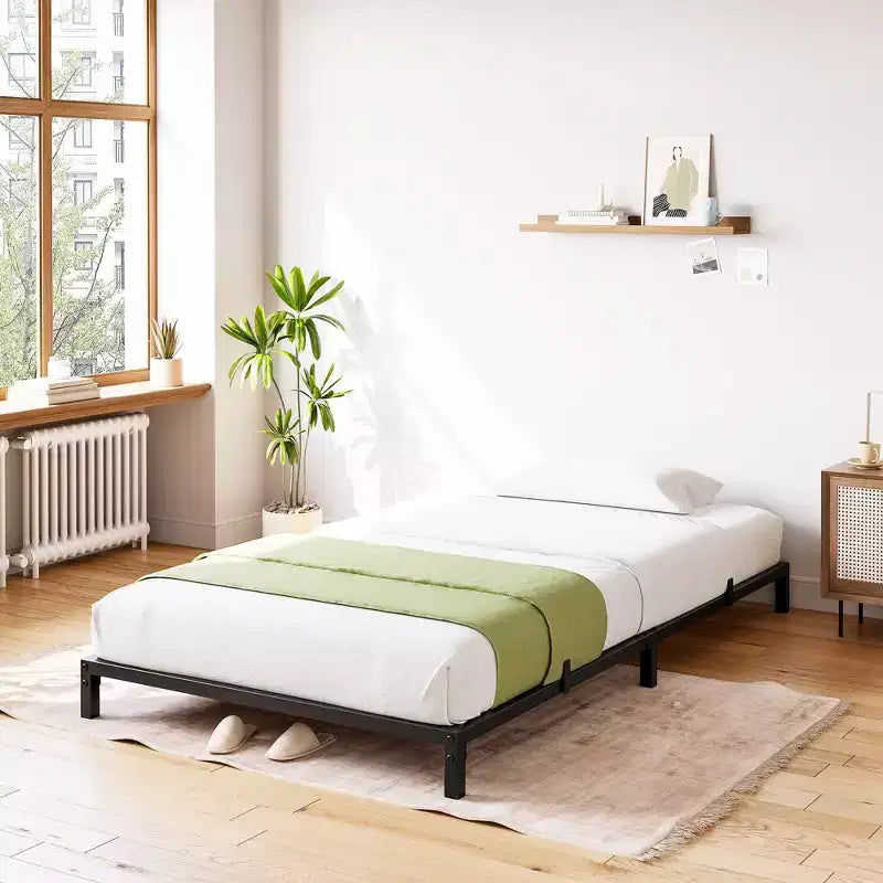 Whizmax Cadre de Lit 6 Pouces Sans Sommier Tapissier, Cadre de Lit Plateforme en Métal Robuste Taille Double pour Chambre, Montage Facile, Silencieux, Noir