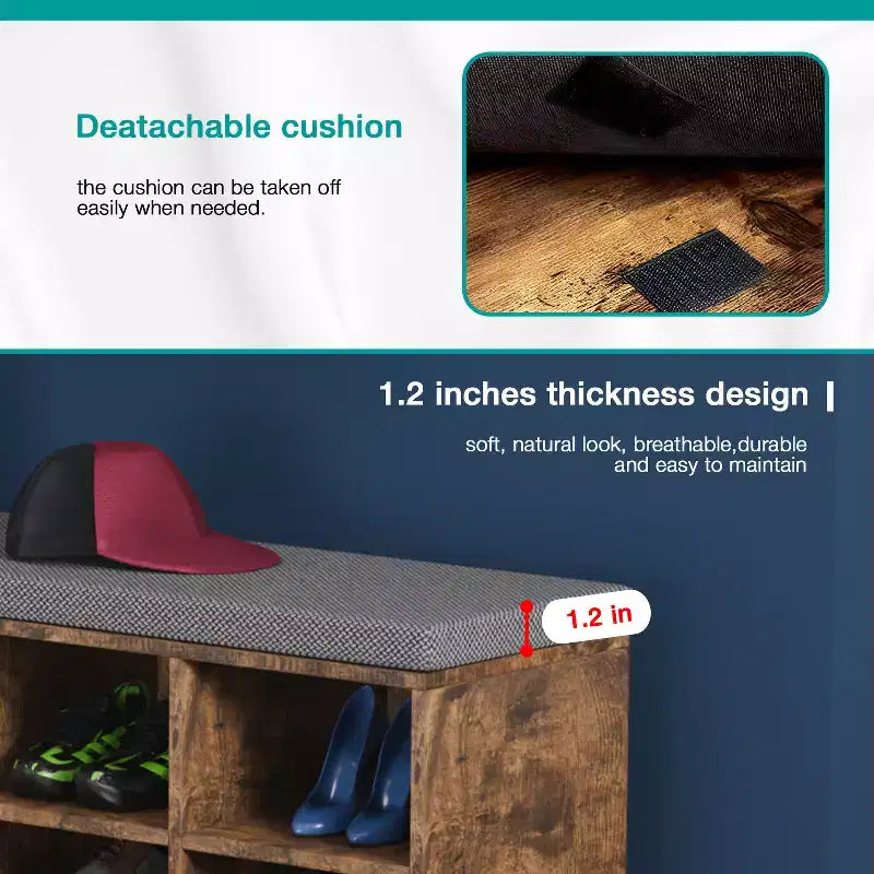 Banc à chaussures BestMassage, meuble de rangement pour chaussures, banc d'entrée avec coussin