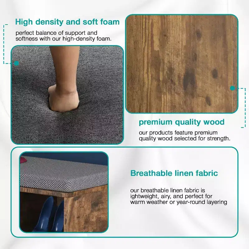 Banc à chaussures BestMassage, meuble de rangement pour chaussures, banc d'entrée avec coussin