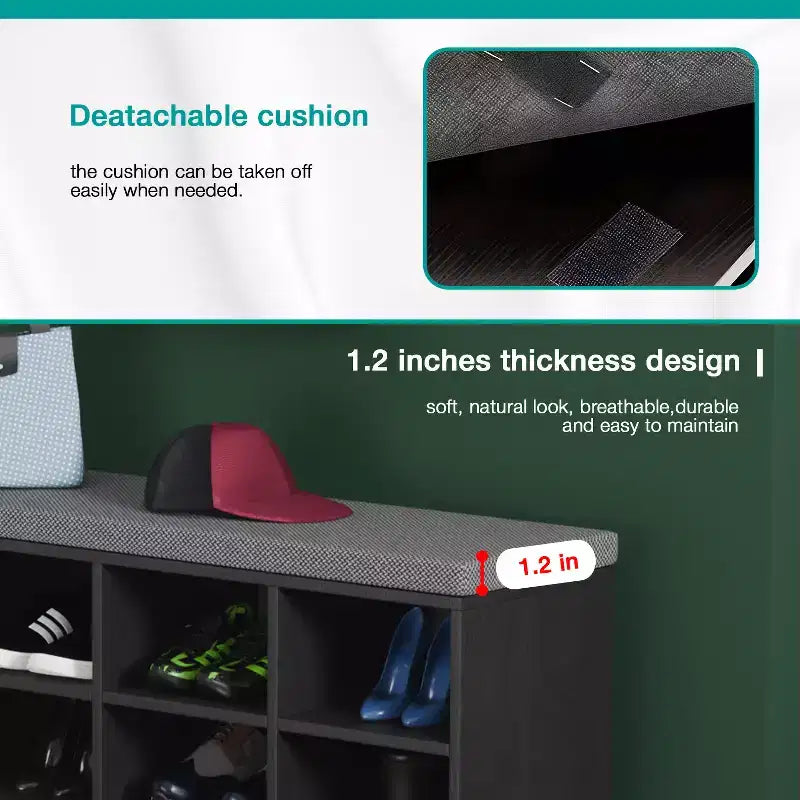 Banc à chaussures BestMassage, meuble de rangement pour chaussures, banc d'entrée avec coussin