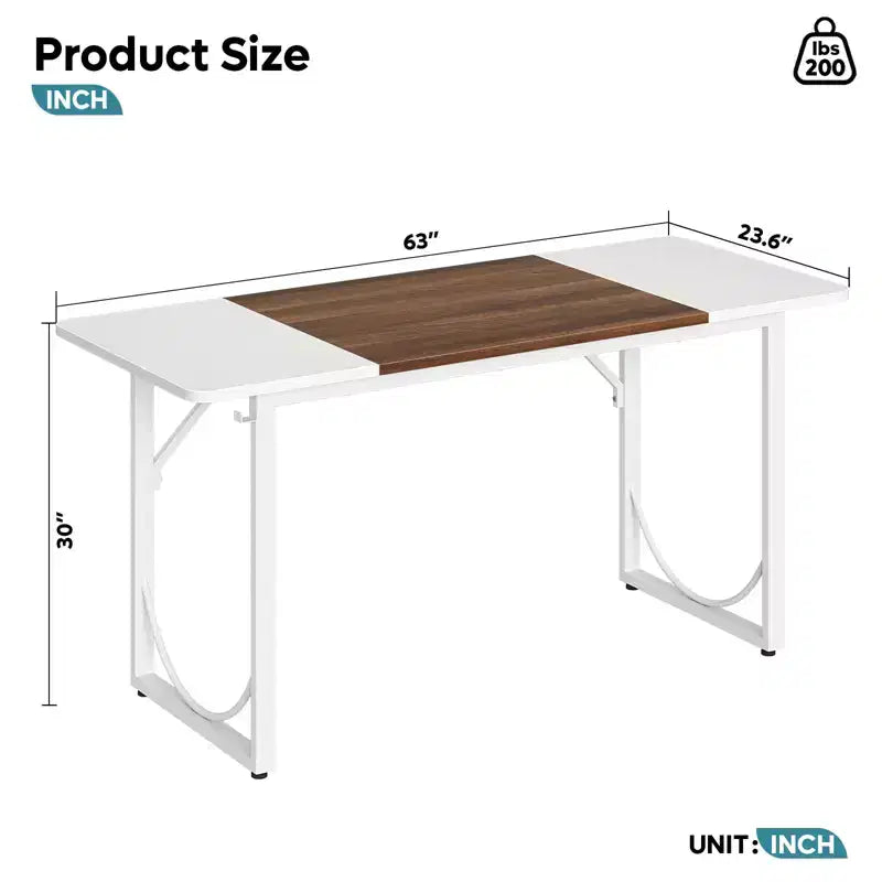 PINMOCO Bureau d'angle de 63 pouces pour la maison, bureau d'ordinateur moderne avec plateau en bois imperméable et cadre en métal pour salle d'étude