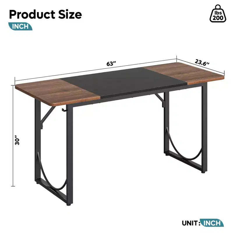 PINMOCO Bureau d'angle de 63 pouces pour la maison, bureau d'ordinateur moderne avec plateau en bois imperméable et cadre en métal pour salle d'étude
