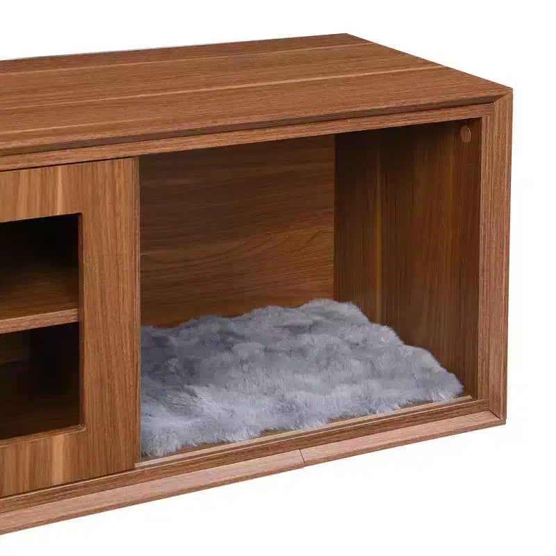 Meuble TV pour chat Meuble TV extensible Meuble TV cache litière, Meuble respectueux des chats, Moderne du milieu du siècle, Noyer-ModernLuxe