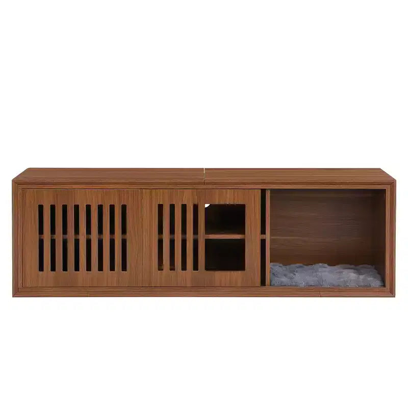 Meuble TV pour chat Meuble TV extensible Meuble TV cache litière, Meuble respectueux des chats, Moderne du milieu du siècle, Noyer-ModernLuxe