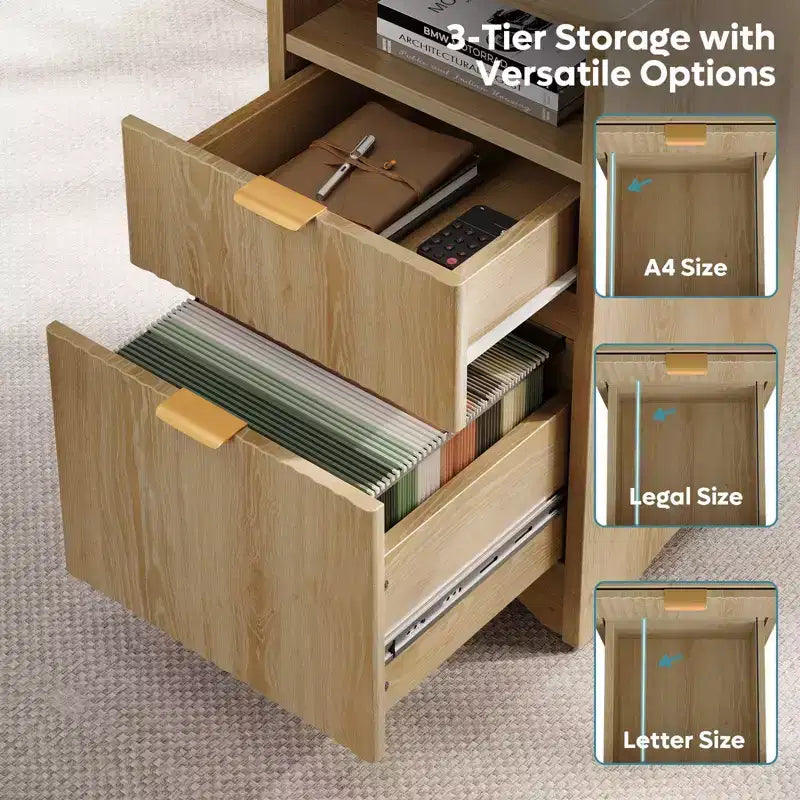 Bureau d'angle Bestier de 140 cm avec tiroirs, bureau d'ordinateur de bureau avec coins arrondis, support d'écran et panneaux cannelés, blanc et noyer