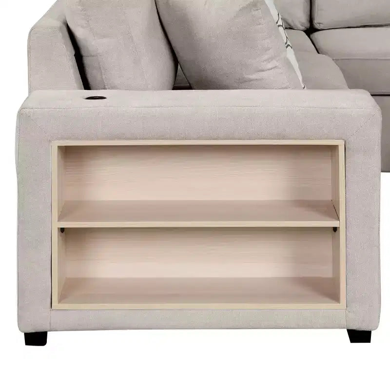 Canapé-lit d'angle en U 109 po avec ports USB, méridienne de rangement et 4 oreillers – Canapé-lit convertible pour salon