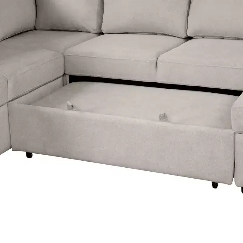 Canapé-lit d'angle en U 109 po avec ports USB, méridienne de rangement et 4 oreillers – Canapé-lit convertible pour salon