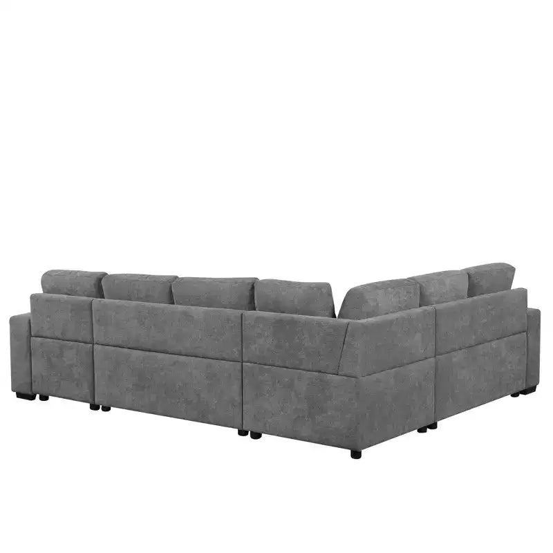 Canapé-lit d'angle en U 109 po avec ports USB, méridienne de rangement et 4 oreillers – Canapé-lit convertible pour salon