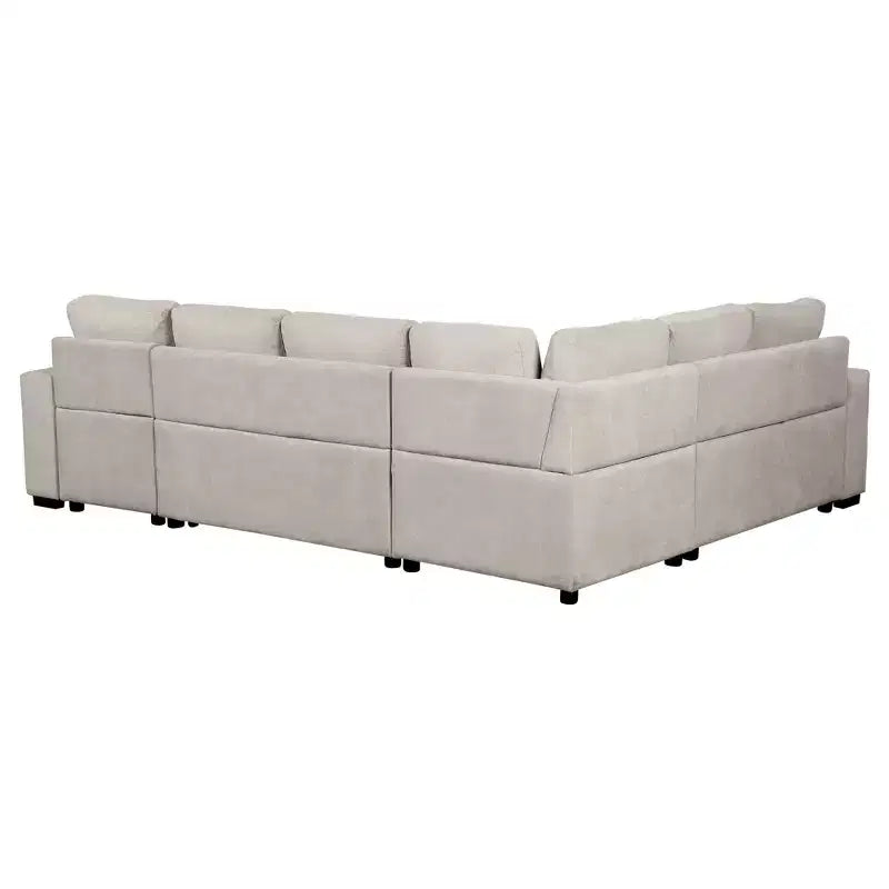 Canapé-lit d'angle en U 109 po avec ports USB, méridienne de rangement et 4 oreillers – Canapé-lit convertible pour salon
