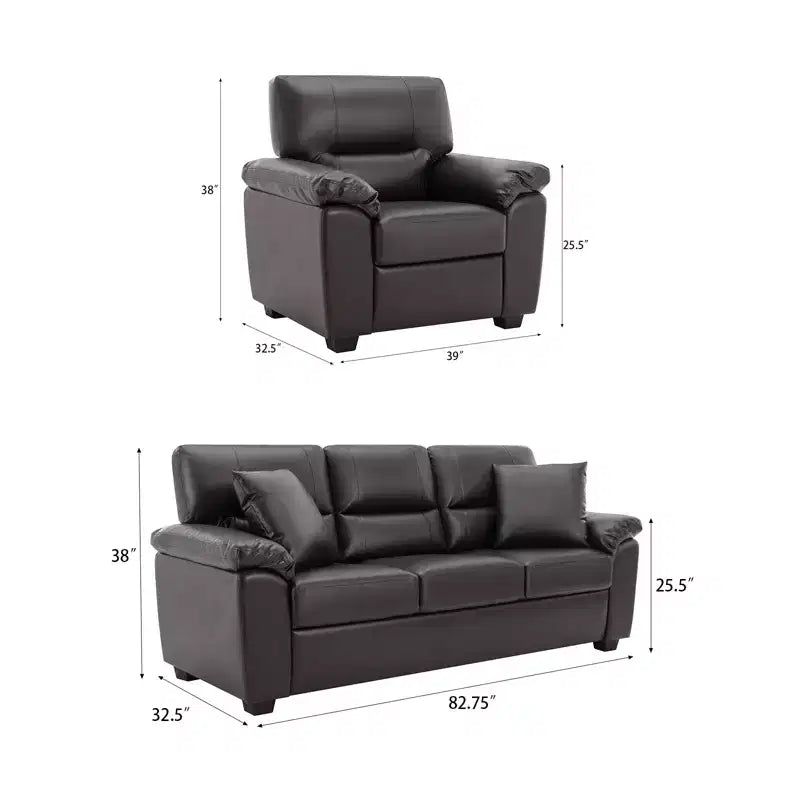 Canapé et fauteuil en similicuir, canapé grand confort pour salon-Morden Fort