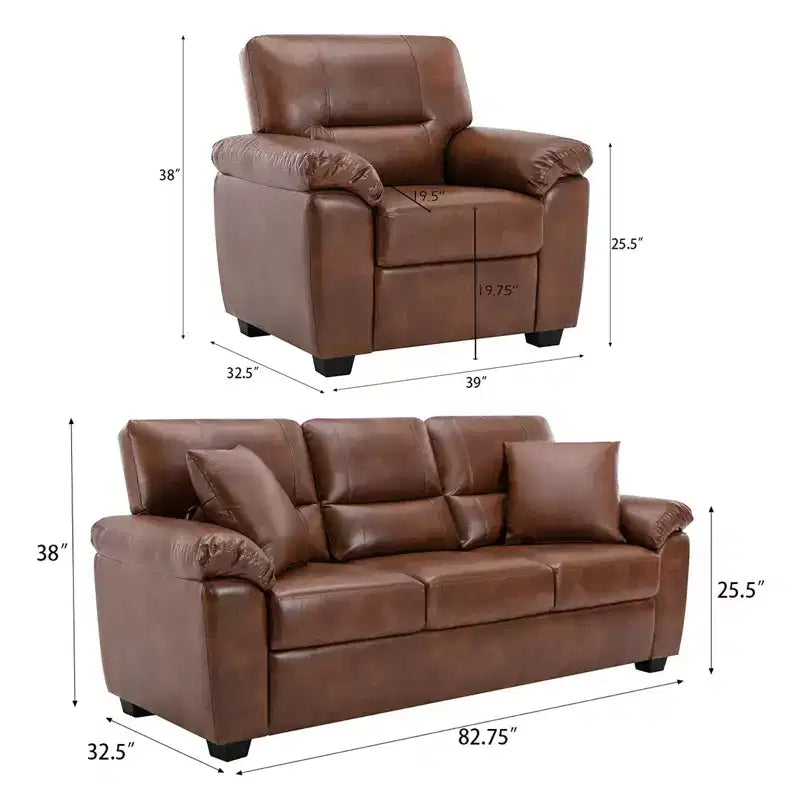 Canapé et fauteuil en similicuir, canapé grand confort pour salon-Morden Fort