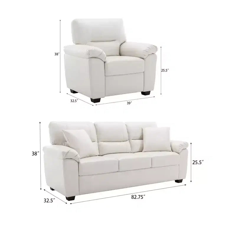 Canapé et fauteuil en similicuir, canapé grand confort pour salon-Morden Fort