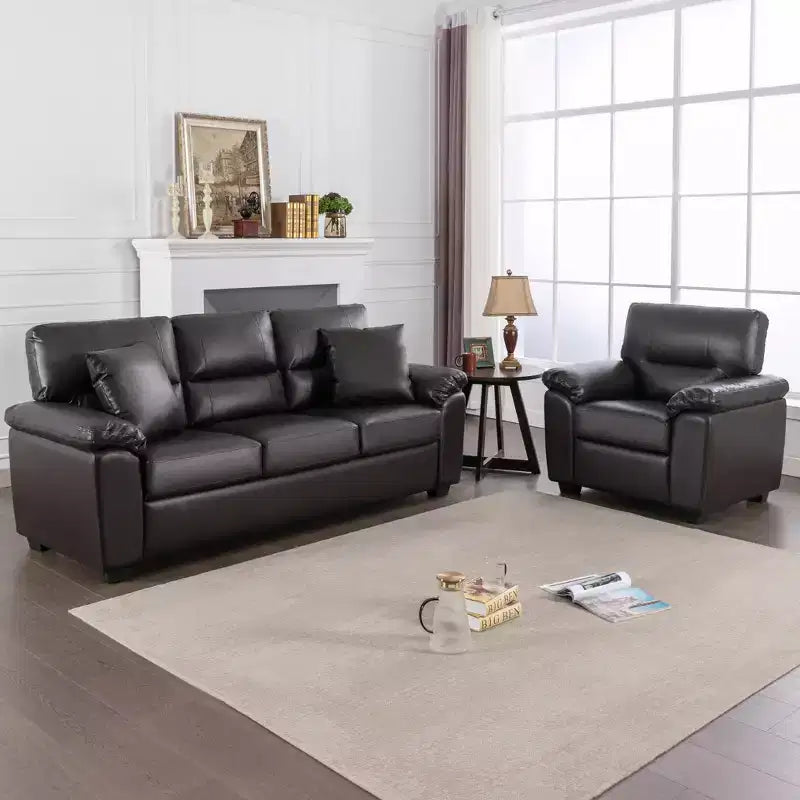 Canapé et fauteuil en similicuir, canapé grand confort pour salon-Morden Fort