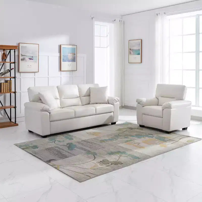 Canapé et fauteuil en similicuir, canapé grand confort pour salon-Morden Fort