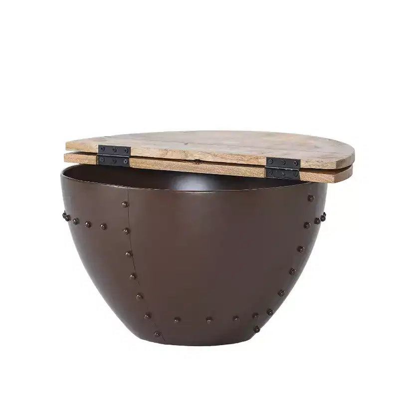 Table basse de rangement Christopher Knight Home Algonac moderne industrielle artisanale en bois de manguier et fer, naturel