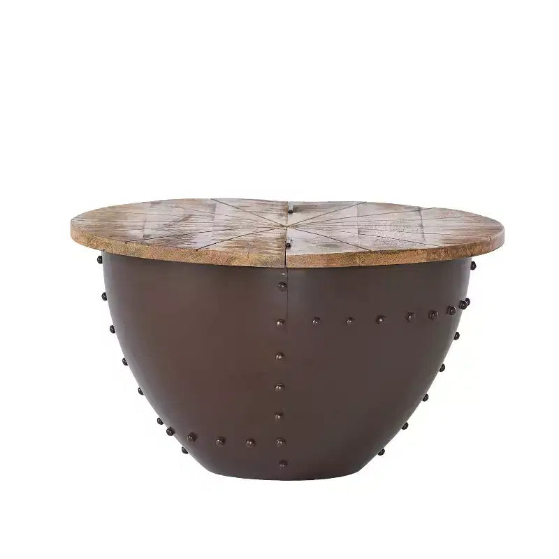 Table basse de rangement Christopher Knight Home Algonac moderne industrielle artisanale en bois de manguier et fer, naturel