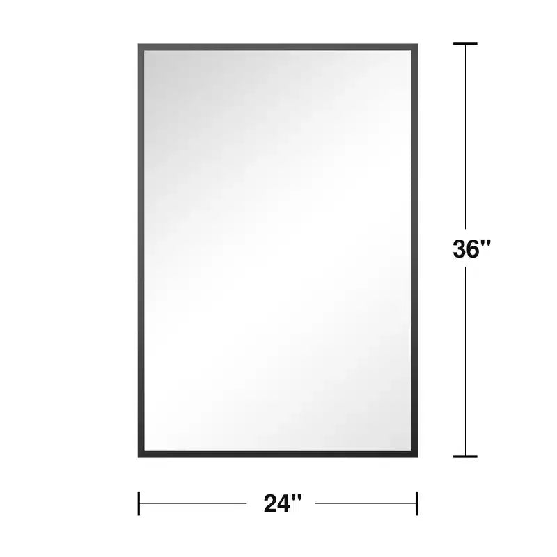 Miroir suspendu rectangulaire double face monté avec bord fin, angle droit, en alliage d'aluminium noir