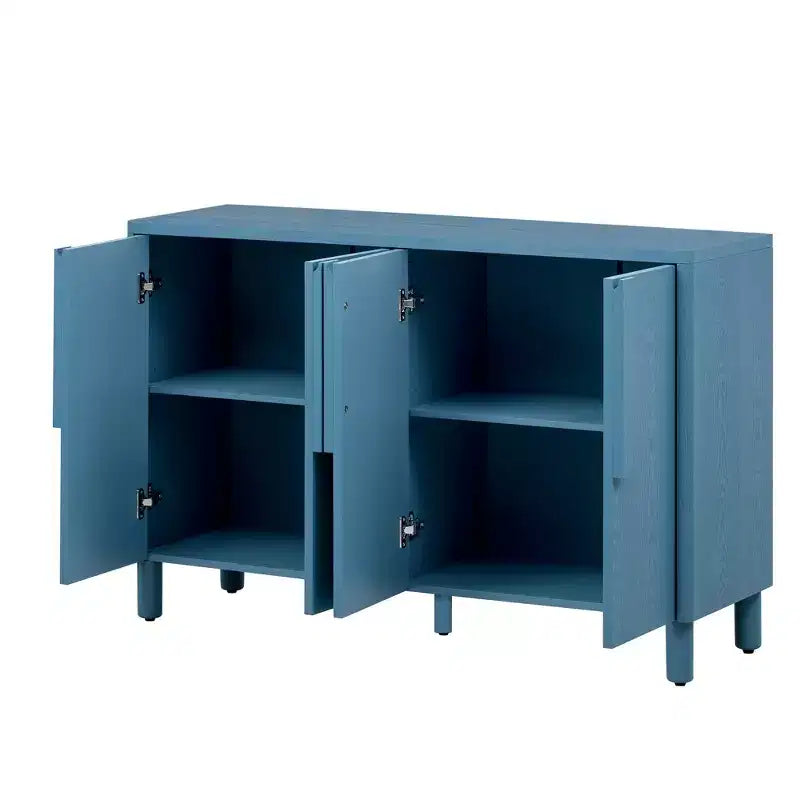 Bahut 4 portes avec rangement, buffet en bois avec poignées et étagères réglables