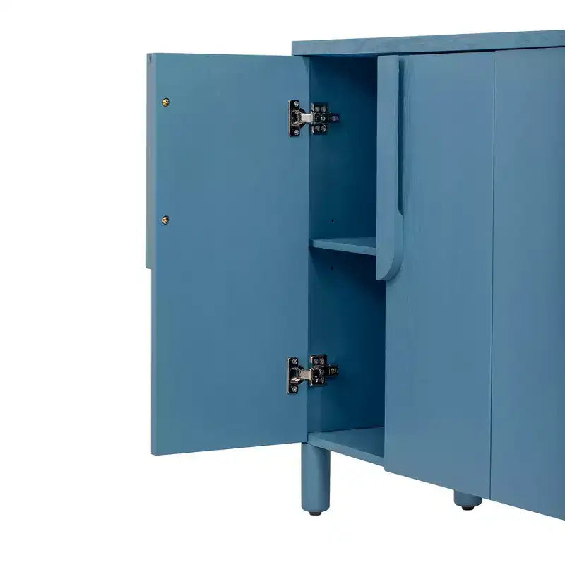 Bahut 4 portes avec rangement, buffet en bois avec poignées et étagères réglables