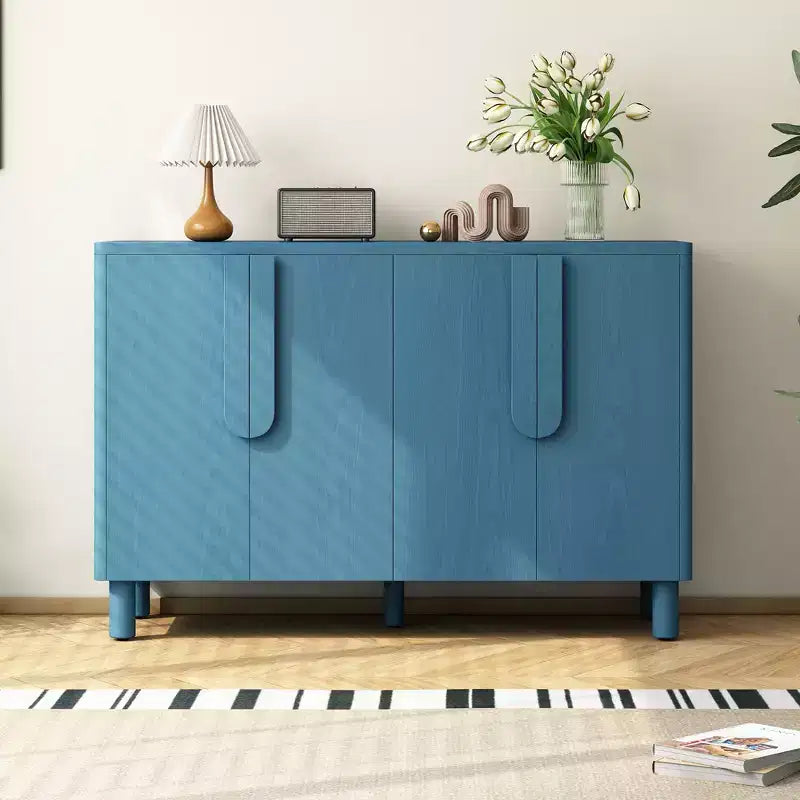 Bahut 4 portes avec rangement, buffet en bois avec poignées et étagères réglables