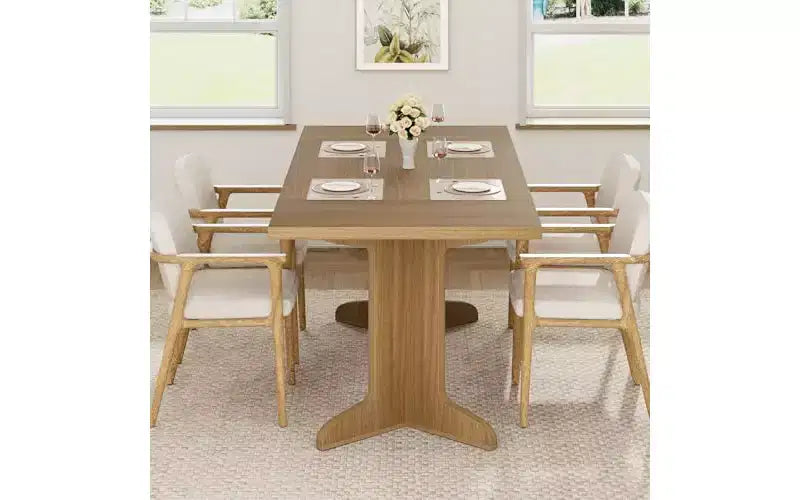 71 Grande table à manger pour 6 à 8 personnes, table de salle à manger moderne avec pieds en bois uniques, table à manger rectangulaire pour cuisine, salle à manger et salon