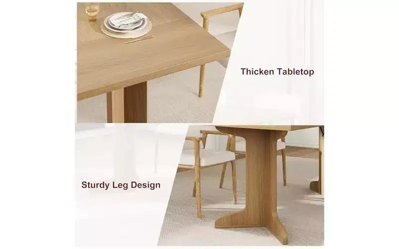 71 Grande table à manger pour 6 à 8 personnes, table de salle à manger moderne avec pieds en bois uniques, table à manger rectangulaire pour cuisine, salle à manger et salon