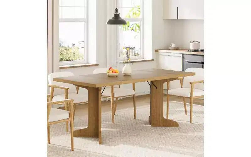 71 Grande table à manger pour 6 à 8 personnes, table de salle à manger moderne avec pieds en bois uniques, table à manger rectangulaire pour cuisine, salle à manger et salon