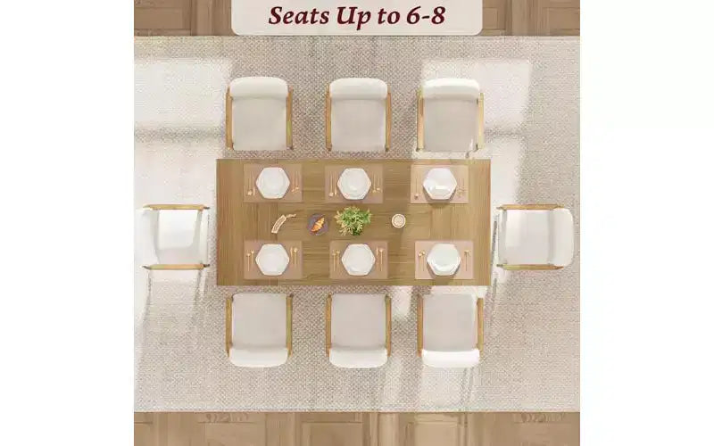 71 Grande table à manger pour 6 à 8 personnes, table de salle à manger moderne avec pieds en bois uniques, table à manger rectangulaire pour cuisine, salle à manger et salon