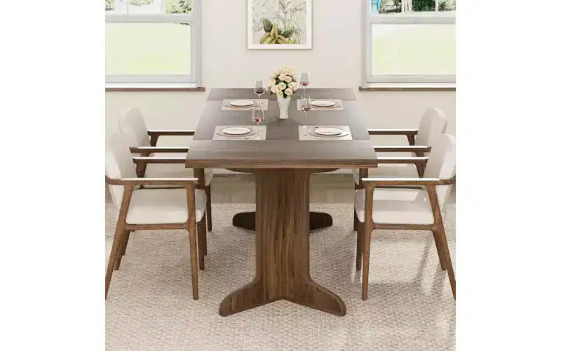 71 Grande table à manger pour 6 à 8 personnes, table de salle à manger moderne avec pieds en bois uniques, table à manger rectangulaire pour cuisine, salle à manger et salon