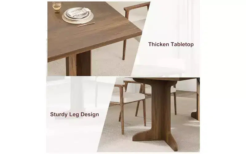 71 Grande table à manger pour 6 à 8 personnes, table de salle à manger moderne avec pieds en bois uniques, table à manger rectangulaire pour cuisine, salle à manger et salon