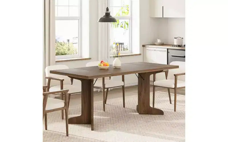 71 Grande table à manger pour 6 à 8 personnes, table de salle à manger moderne avec pieds en bois uniques, table à manger rectangulaire pour cuisine, salle à manger et salon