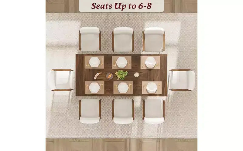71 Grande table à manger pour 6 à 8 personnes, table de salle à manger moderne avec pieds en bois uniques, table à manger rectangulaire pour cuisine, salle à manger et salon