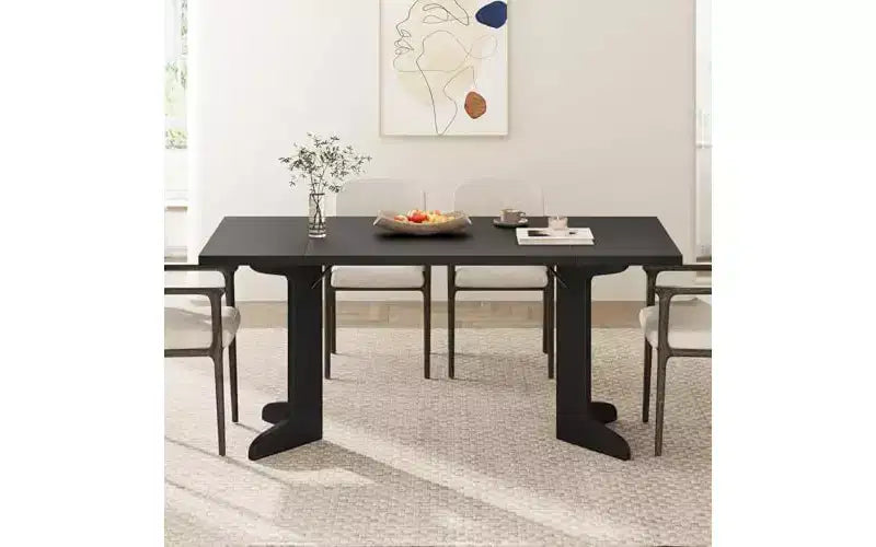 71 Grande table à manger pour 6 à 8 personnes, table de salle à manger moderne avec pieds en bois uniques, table à manger rectangulaire pour cuisine, salle à manger et salon