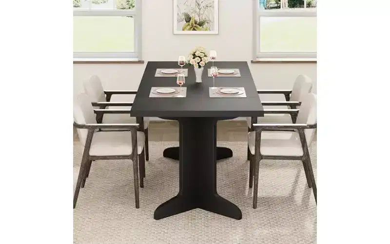 71 Grande table à manger pour 6 à 8 personnes, table de salle à manger moderne avec pieds en bois uniques, table à manger rectangulaire pour cuisine, salle à manger et salon