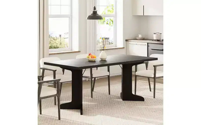 71 Grande table à manger pour 6 à 8 personnes, table de salle à manger moderne avec pieds en bois uniques, table à manger rectangulaire pour cuisine, salle à manger et salon