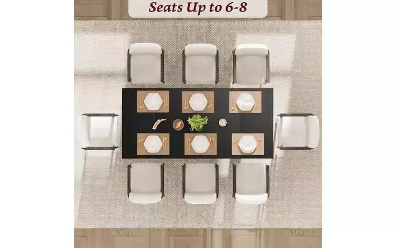 71 Grande table à manger pour 6 à 8 personnes, table de salle à manger moderne avec pieds en bois uniques, table à manger rectangulaire pour cuisine, salle à manger et salon