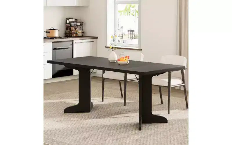 71 Grande table à manger pour 6 à 8 personnes, table de salle à manger moderne avec pieds en bois uniques, table à manger rectangulaire pour cuisine, salle à manger et salon