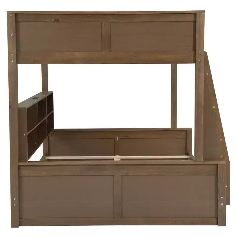 Lit superposé double XL/grand XL sur grand lit avec armoires de rangement et ports USB, construction robuste en bois de pin - ModernLuxe