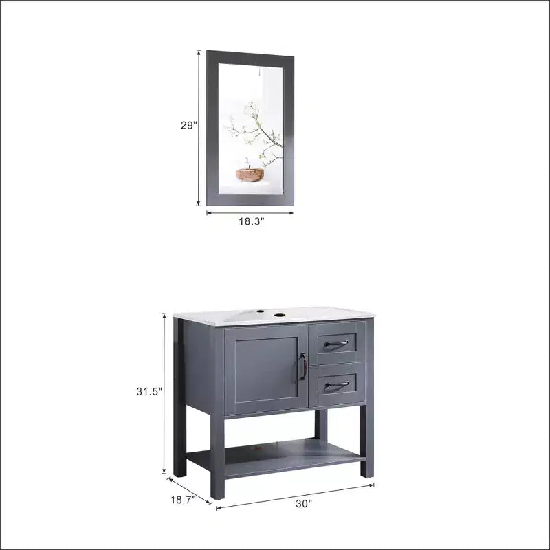 Meuble-lavabo de 30 po gris / Miroir et dessus seulement