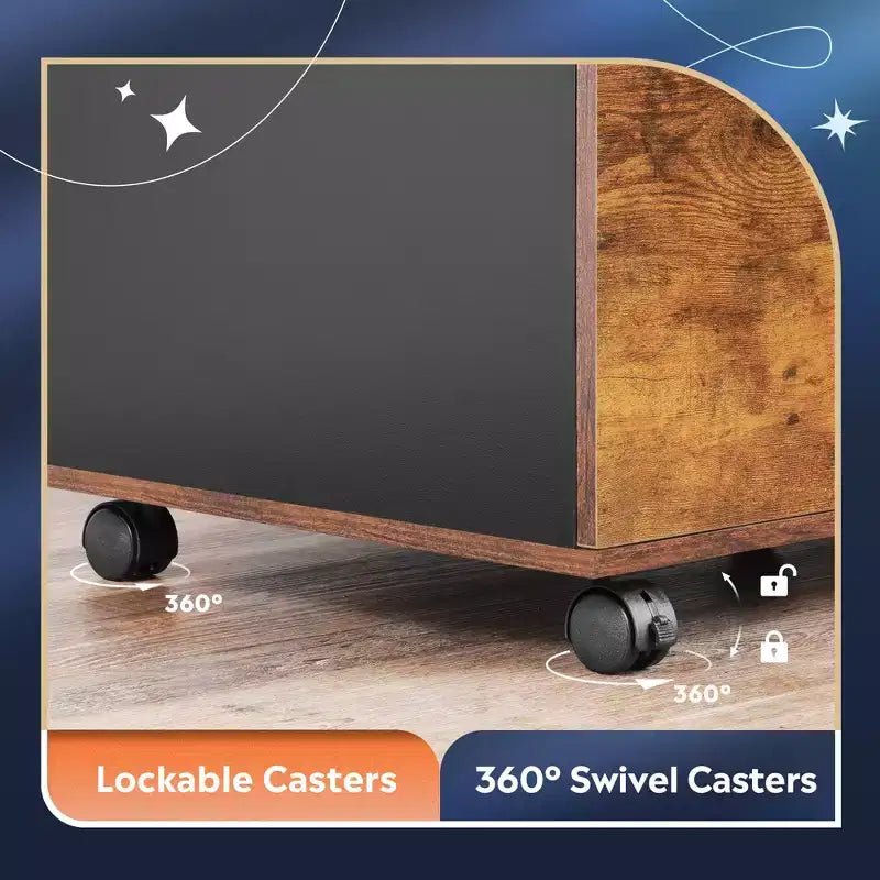 GALAXHERO Meuble de Rangement Mobile à 3 Tiroirs en Bois avec Étagères Ouvertes, Support d'Imprimante pour Bureau à Domicile