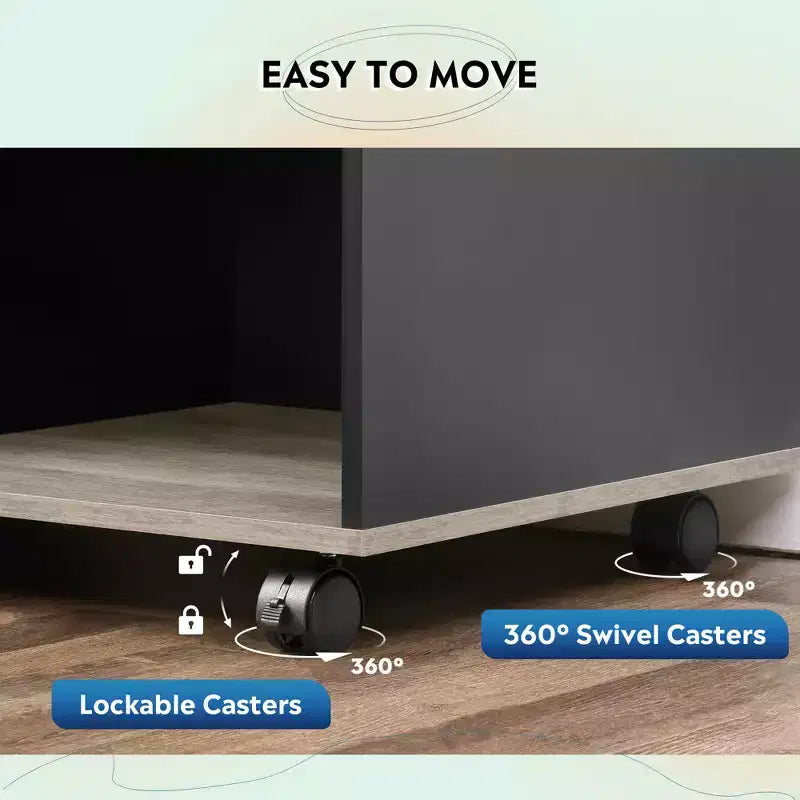 GALAXHERO Meuble de Rangement Mobile à 3 Tiroirs en Bois avec Étagères Ouvertes, Support d'Imprimante pour Bureau à Domicile
