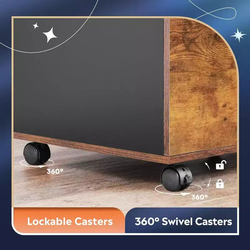 GALAXHERO Meuble de Rangement Mobile à 3 Tiroirs en Bois avec Étagères Ouvertes, Support d'Imprimante pour Bureau à Domicile