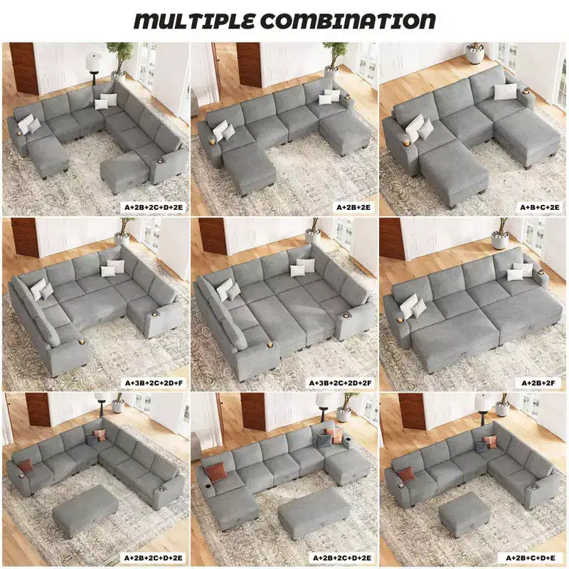Siège d'angle en chenille Belffin pour canapé modulable. Module de canapé sectionnel.