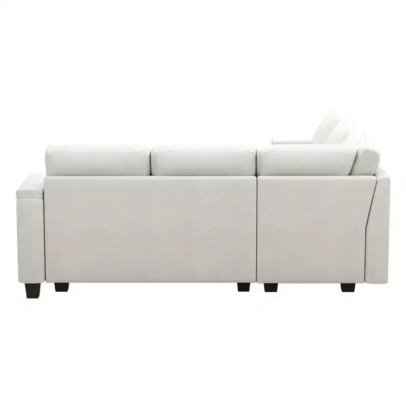 Canapé d'angle en tissu Belffin - Conception modulaire avec rangement dissimulé et porte-gobelet amovible