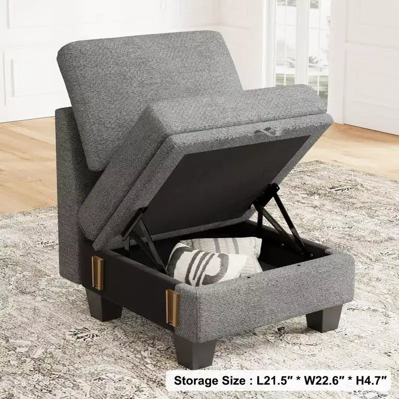 Belffin Module Fauteuil 22,8 po - Canapé Compact en Chenille avec Rangement Dissimulé et Assemblage sans Outil