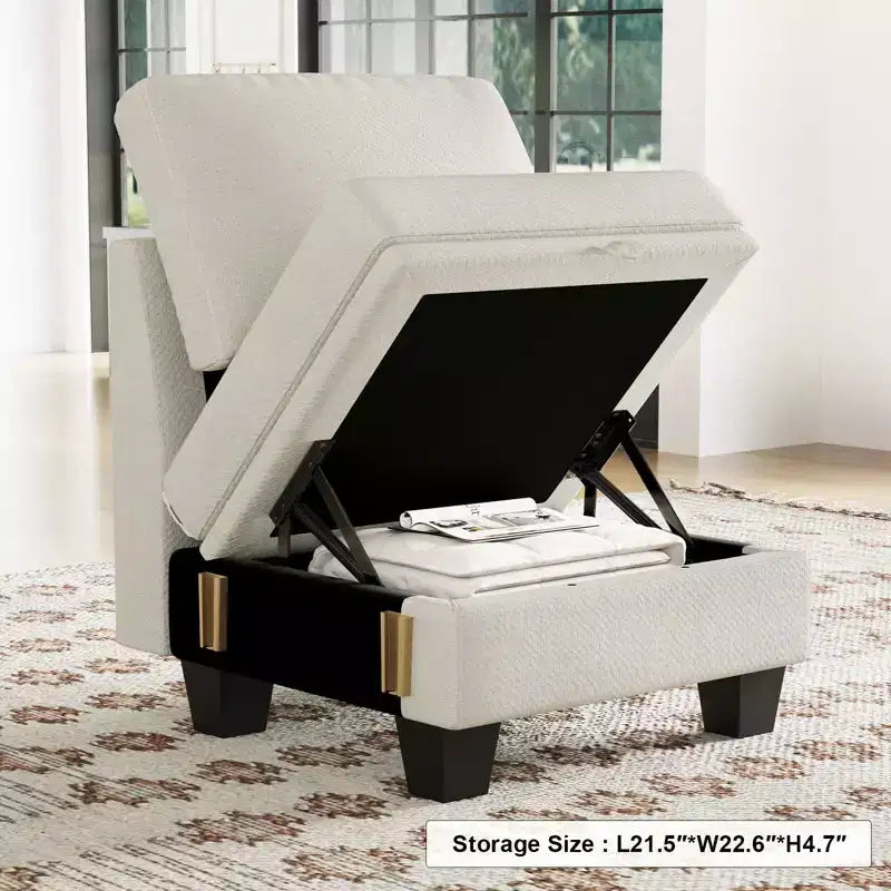 Belffin Module Fauteuil 22,8 po - Canapé Compact en Chenille avec Rangement Dissimulé et Assemblage sans Outil