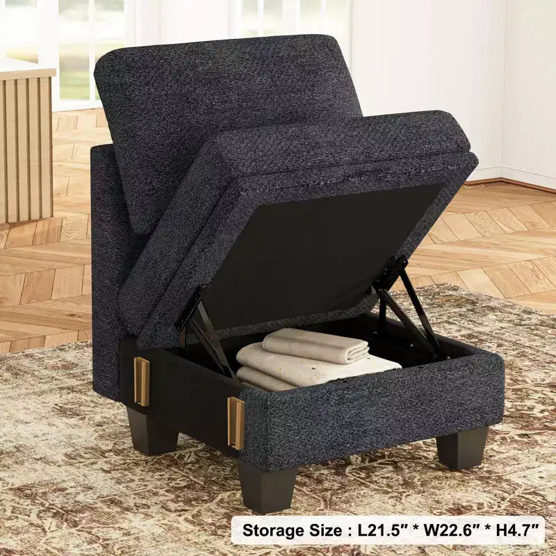 Belffin Module Fauteuil 22,8 po - Canapé Compact en Chenille avec Rangement Dissimulé et Assemblage sans Outil